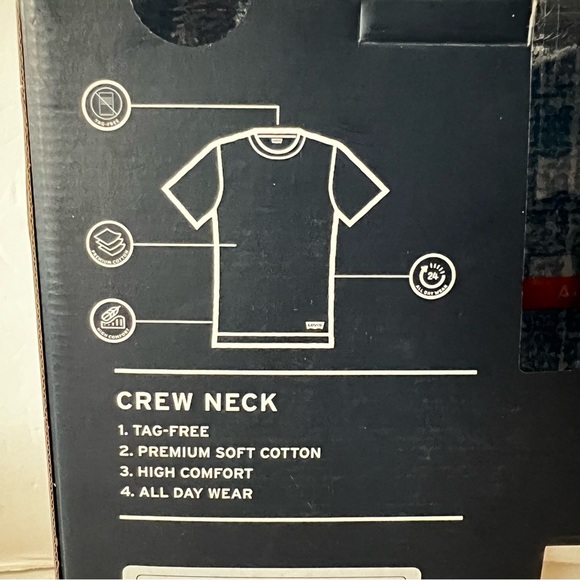 Levi's Crew Neck T-Shirts 3 Pack Size Small White Cotton Short Sleeve - Picture 4 of 7